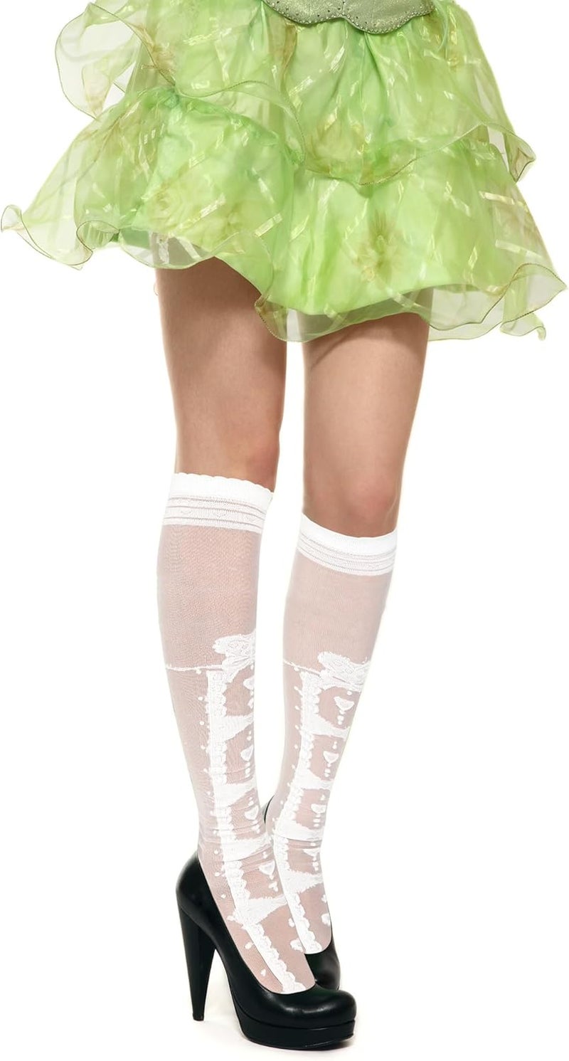 Benefeet Sox Womens Lace Knee High Socks Girls Sheer Mesh Knee High Stockings Cute Fishnet Lolita Calf Sock - Image 3
